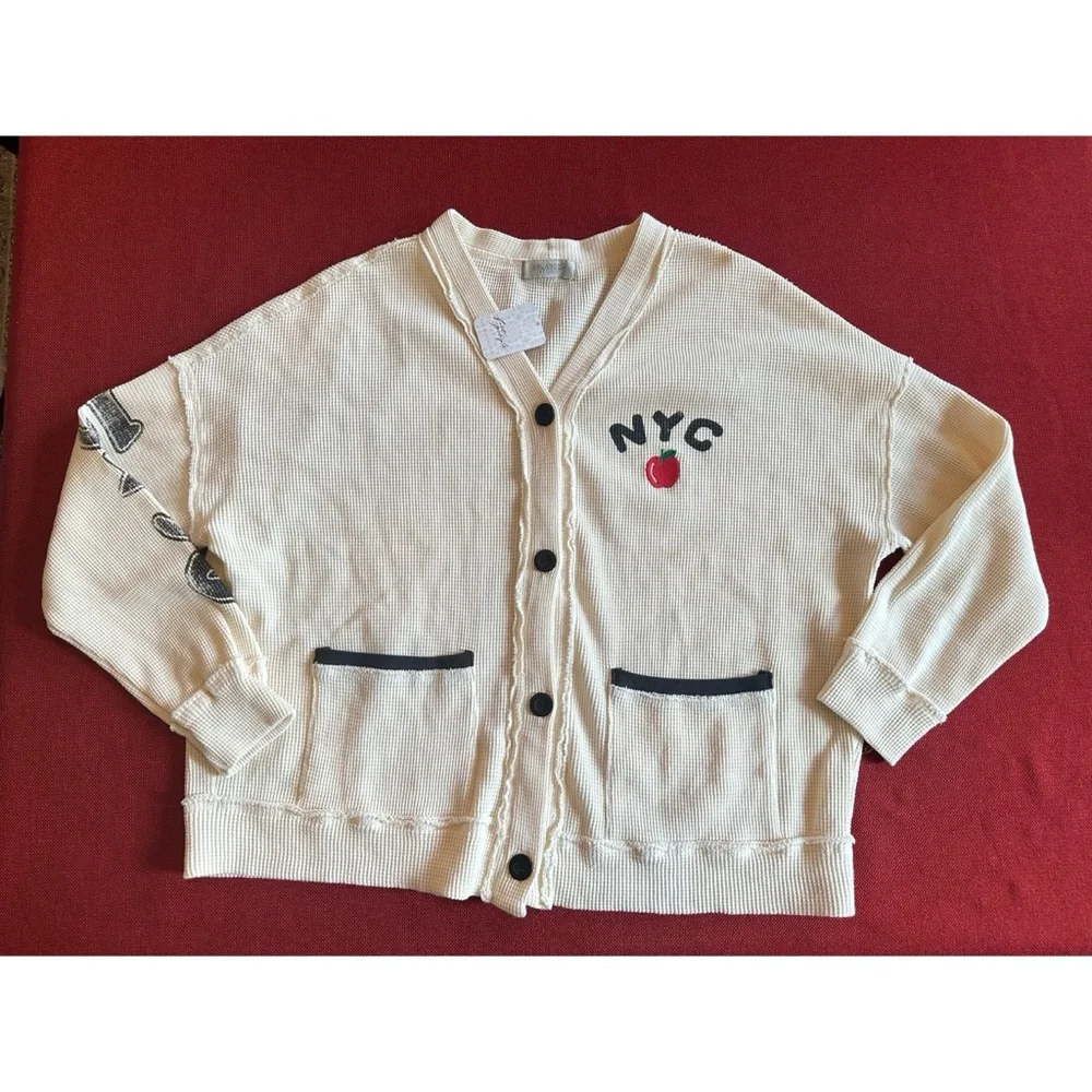Free People Cream Ragabond NYC Thermal Cardi, NWT, XS
